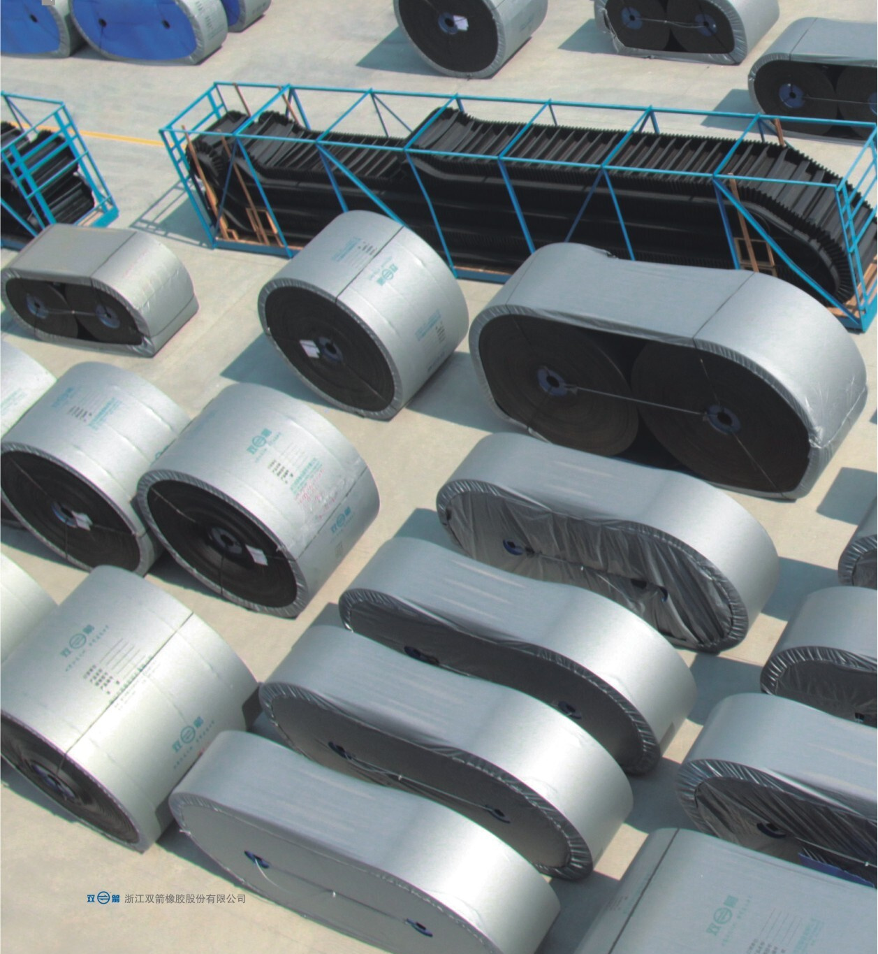 Double Arrow conveyor belt rolls prepared for dispatch